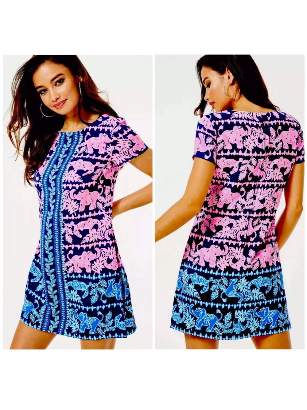 EUC Lilly Pulitzer Size 6 Blanca perfect pair Stretch Romper high tide navy pink
